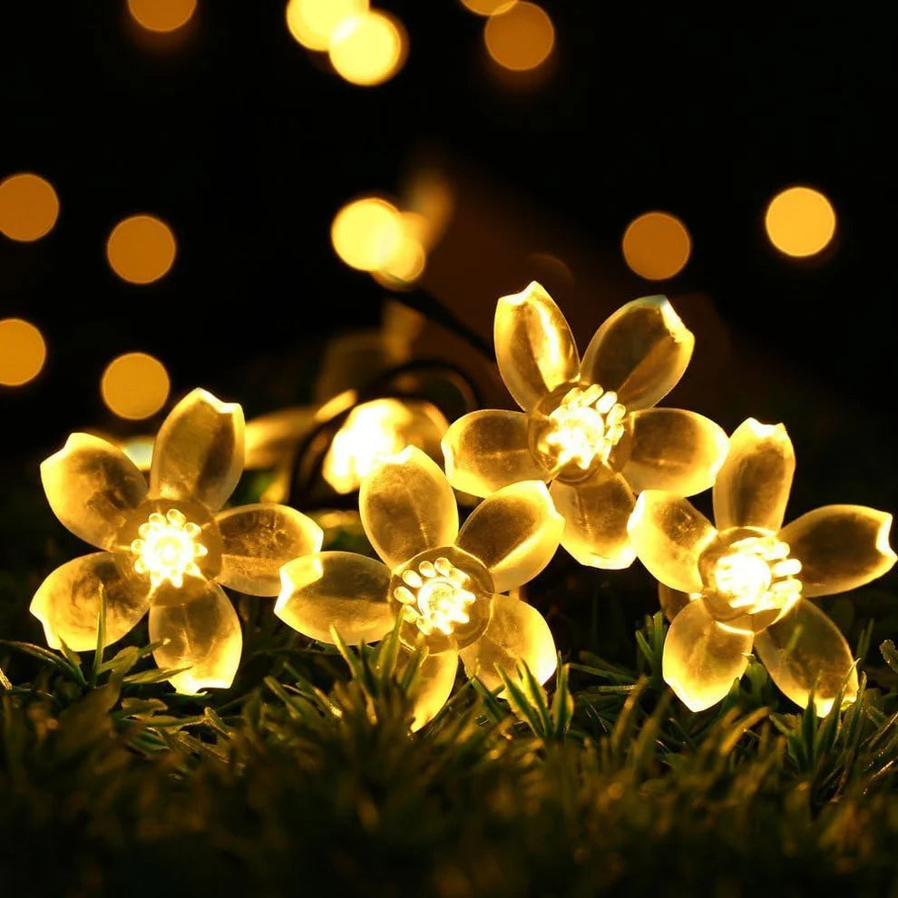 Silicone Flower LED String Fairy Lights Outdoor & Indoor For Home Decoration (Warm White)