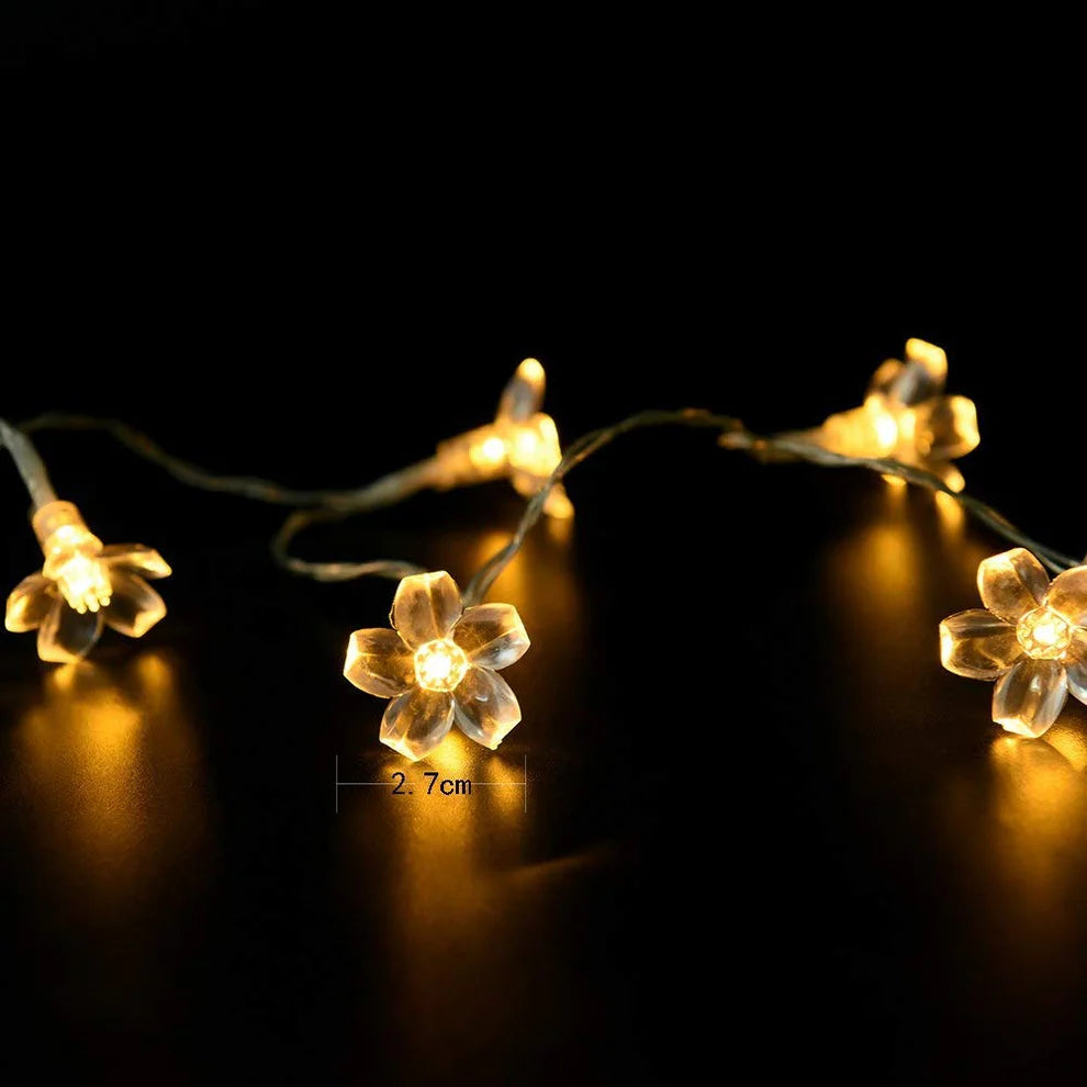 Silicone Flower LED String Fairy Lights Outdoor & Indoor For Home Decoration (Warm White)