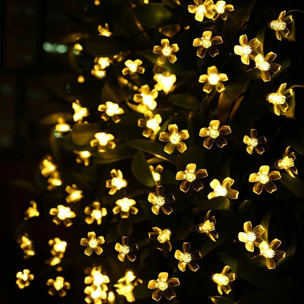 Silicone Flower LED String Fairy Lights Outdoor & Indoor For Home Decoration (Warm White)