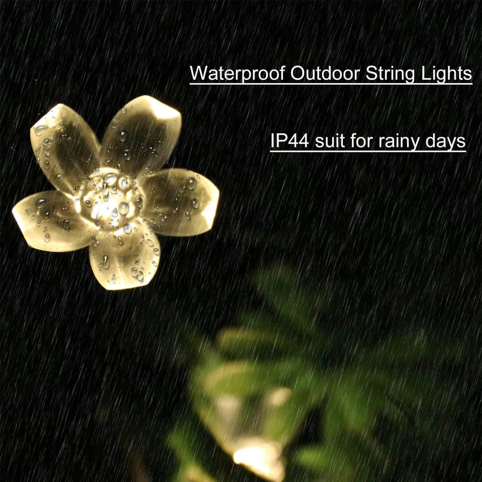 Silicone Flower LED String Fairy Lights Outdoor & Indoor For Home Decoration (Warm White)