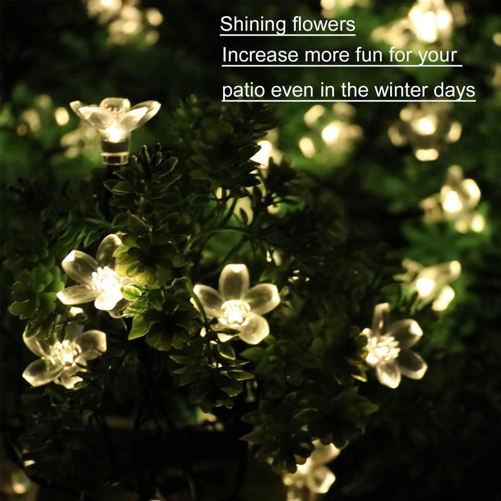 Silicone Flower LED String Fairy Lights Outdoor & Indoor For Home Decoration (Warm White)